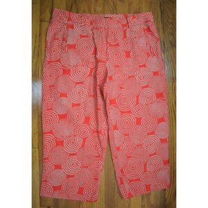 WOMEN'S ORANGE PRINT LINEN CROPPED PANTS - WILLI SMITH - SIZE 14